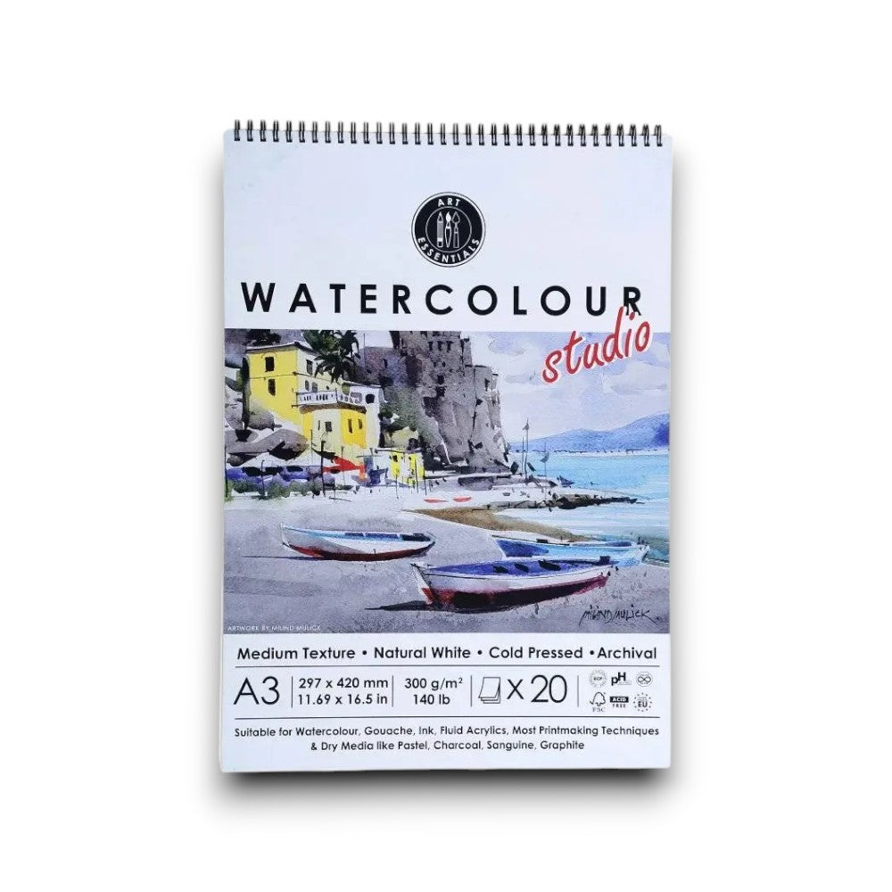 Art Essentials Studio Watercolour Paper 300gsm Cold Press - Spiral Pad